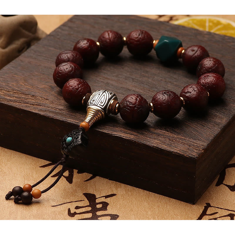 Buddha Stones Tibetano Bodhi Seme Agata Perlina Fortuna Ricchezza Nappa Ciondolo Polso Mala