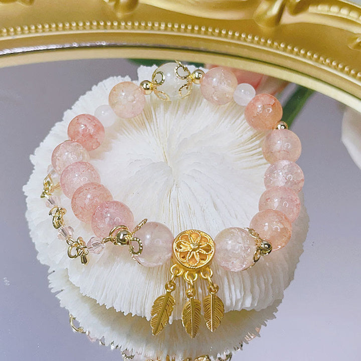 Braccialetto con ciondolo di protezione acchiappasogni in perline di vetro Buddha Stones