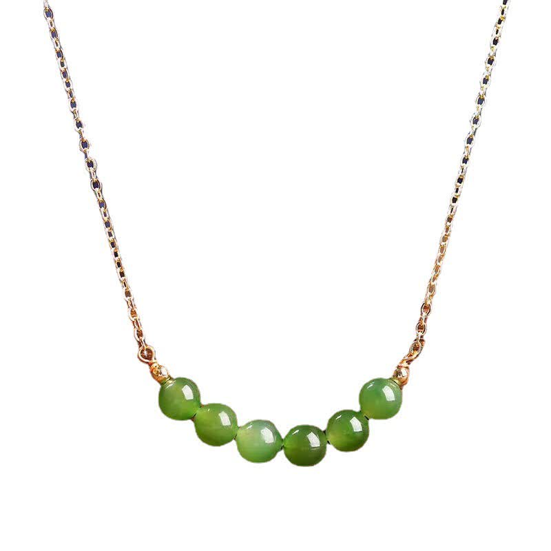 Collana con ciondolo portafortuna in giada ciano Hetian placcata in oro 14k