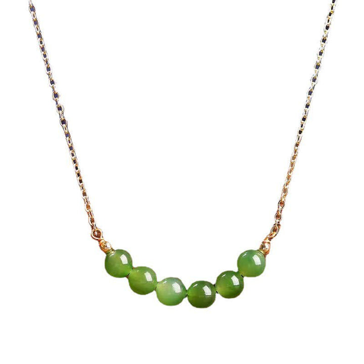 Collana con ciondolo portafortuna in giada ciano Hetian placcata in oro 14k