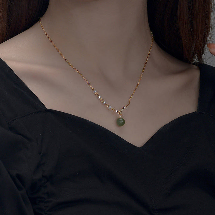 Pietre del BuddhaPerla di giada naturale di HetianPerla della fortunaCollana pendente