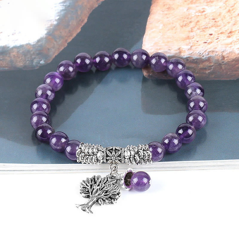 Braccialetto elastico portafortuna con albero della vita in pietra preziosa naturale Buddha Stones