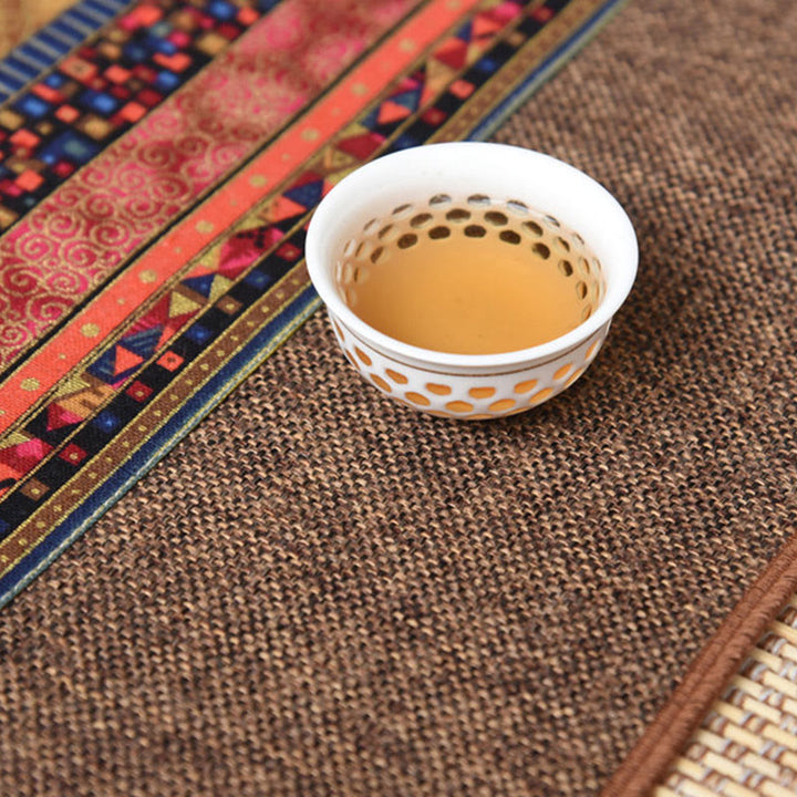 Buddha Stones Stile cinese classico Loto Koi Pesce Fiore Gru Calligrafia Illuminazione Cotone Lino Nappe Runner da tavolo