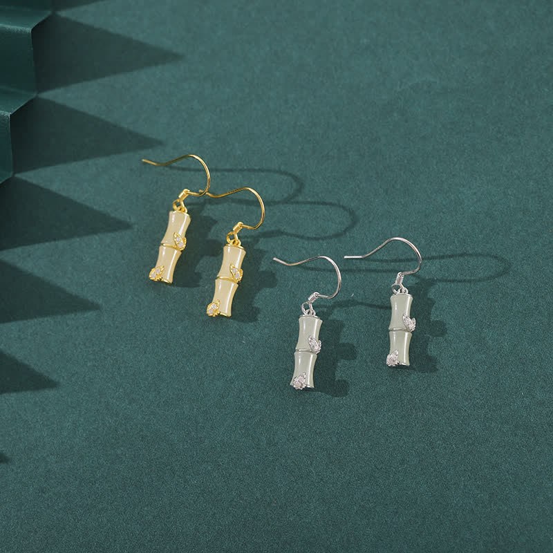 Orecchini pendenti in argento sterling 925 con giada di Hetian, crisoberillo, occhio di gatto, agata rossa, bambù e fortuna - image 2