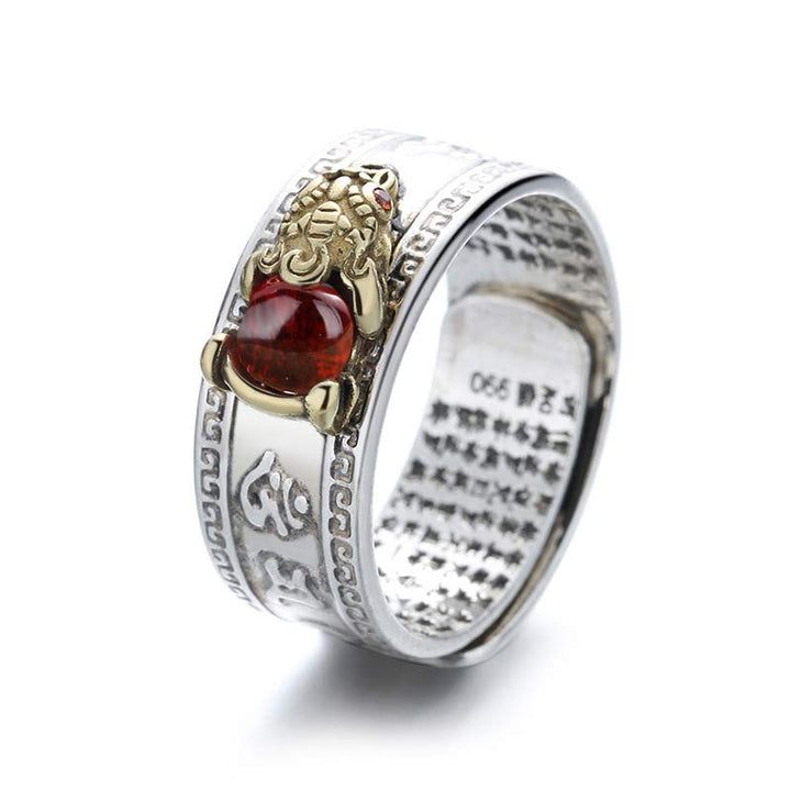 Anello di ricchezza PiXiu in agata rossa Buddha Stones