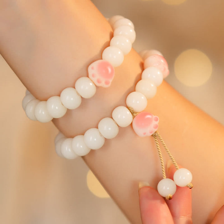 Buddha Stones Semi di Bodhi naturali Zampa adorabile Braccialetto della pace con zampa di gatto fortunato - image 3