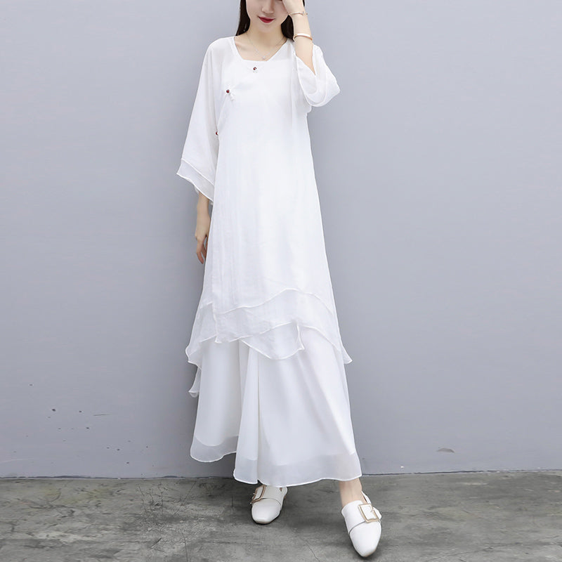 Buddha Stones 3 pezzi Yoga Chiffon Abbigliamento uniforme Meditazione Zen Pratica Set da donna