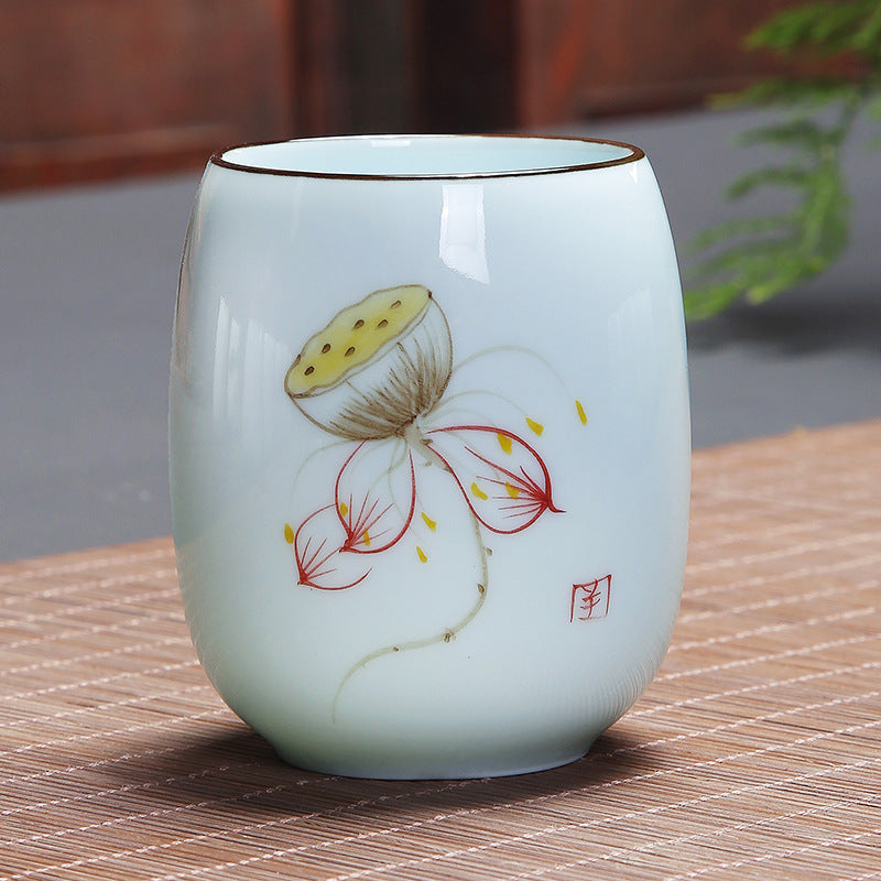 Buddha Stones Koi Fish Lotus Landscape Tarassaco Peonia Fiore Tazza da tè in ceramica Kung Fu Tazza da tè