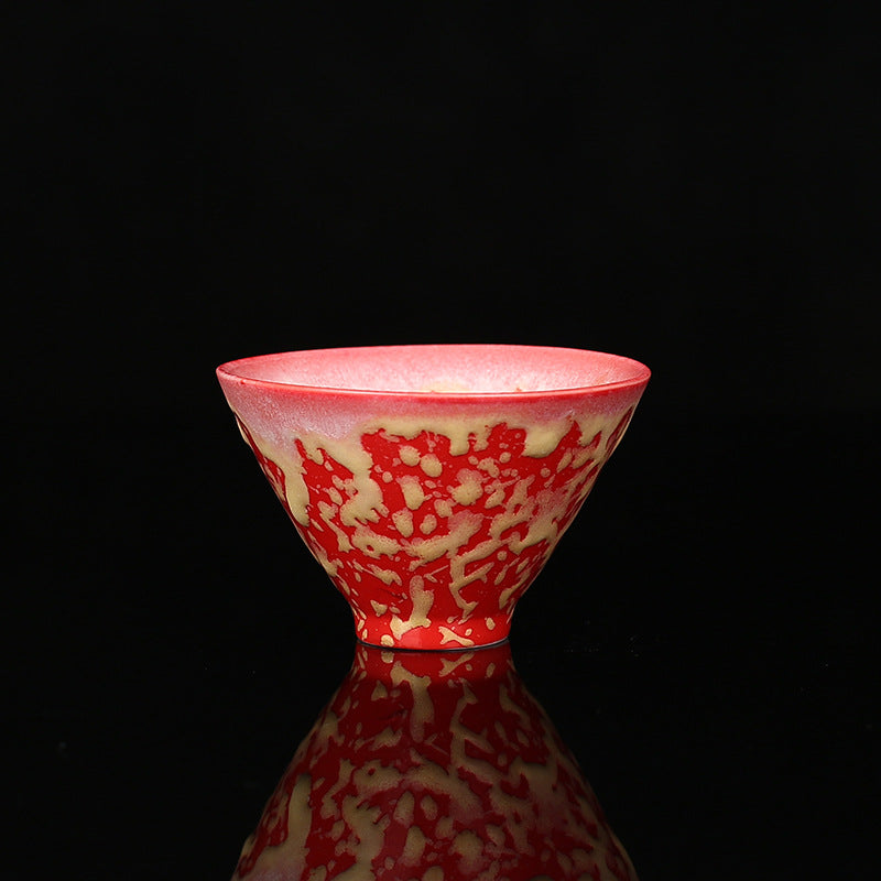 Buddha Stones Retro Blu Rosso Gradiente Loto Motivo Forno Cambia Tazza da Tè in Ceramica Kung Fu Tazza da Tè Ciotola