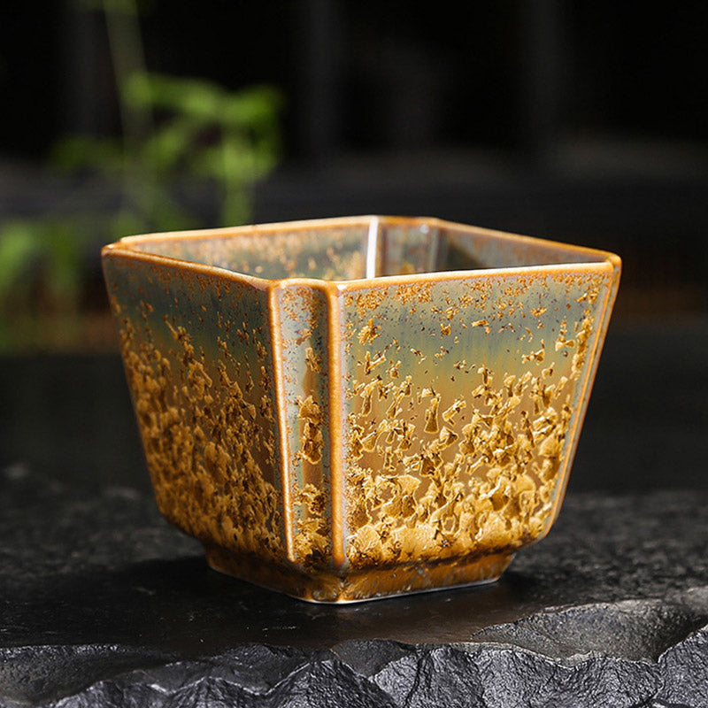 Buddha Stones Tazza da tè in ceramica marrone colorata Tazza da tè Kung Fu Ciotola