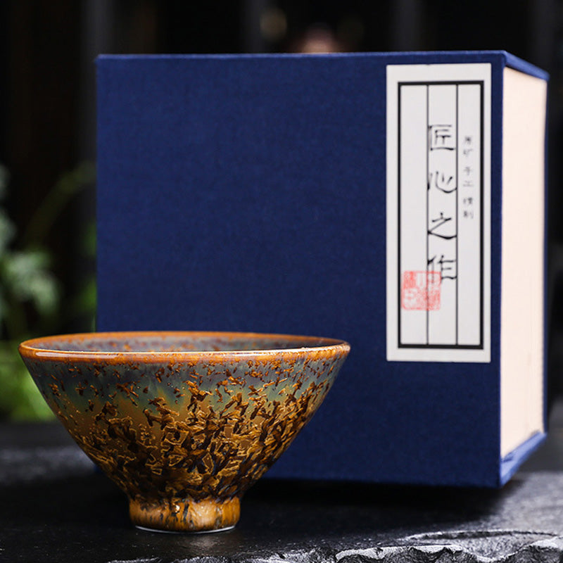 Buddha Stones Tazza da tè in ceramica marrone colorata Tazza da tè Kung Fu Ciotola