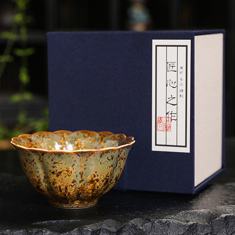 Buddha Stones Tazza da tè in ceramica marrone colorata Tazza da tè Kung Fu Ciotola