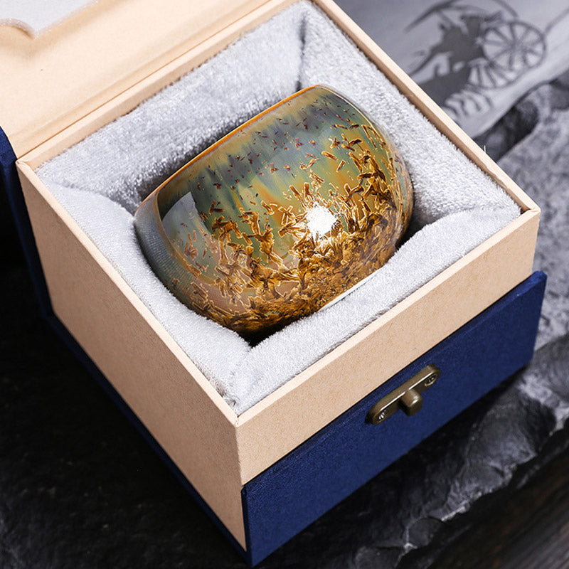 Buddha Stones Tazza da tè in ceramica marrone colorata Tazza da tè Kung Fu Ciotola