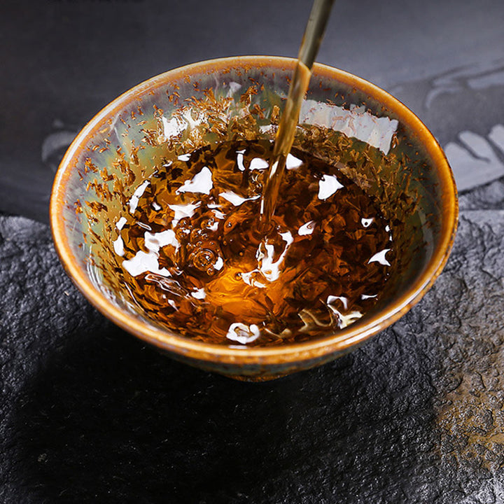 Buddha Stones Tazza da tè in ceramica marrone colorata Tazza da tè Kung Fu Ciotola