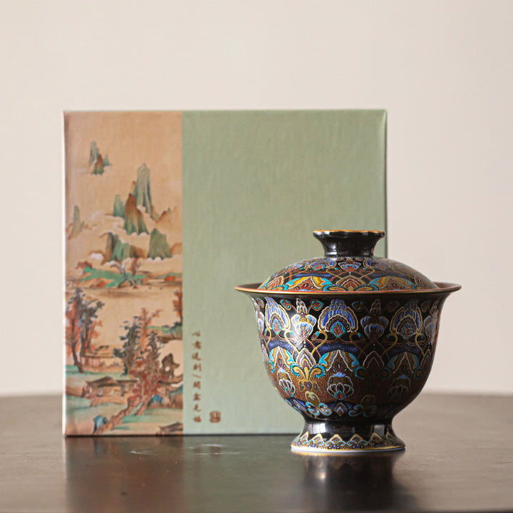 Buddha Stones Dunhuang Color Pattern Gaiwan Tazza da tè Kung Fu Tazza da tè con coperchio