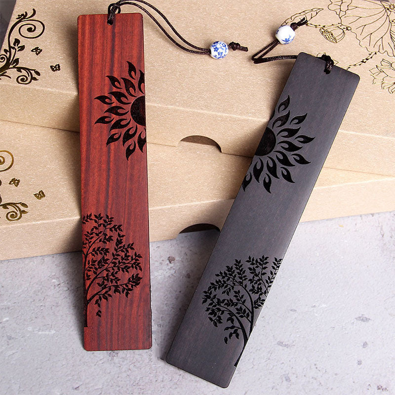 Segnalibri Buddha Stones Sun Tree Ebony Wood Small Leaf Red Sandalwood con scatola regalo