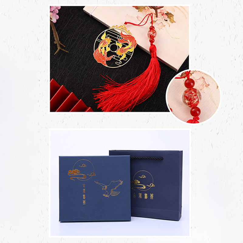 Buddha Stones Oro Koi Pesce Metallo Ottone Cavo Segnalibro