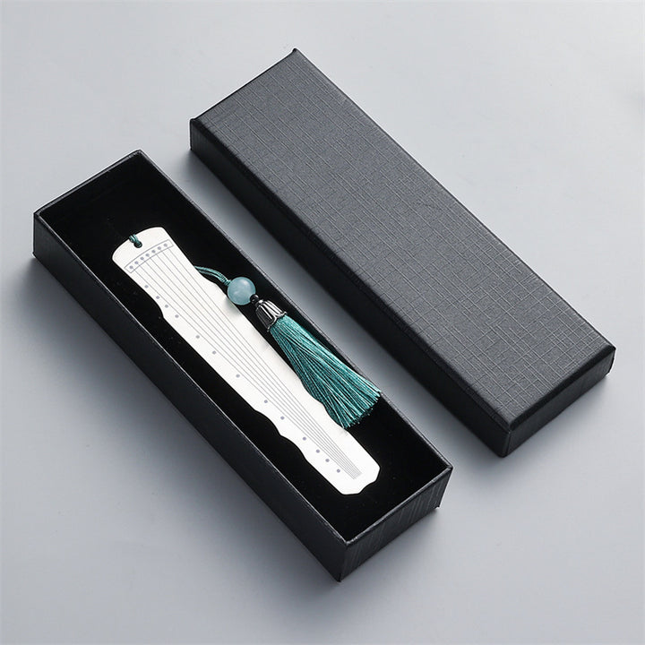 Buddha Stones Strumenti musicali classici Pipa Guzheng Guqin Ruan Segnalibri in metallo Nappa con scatola regalo