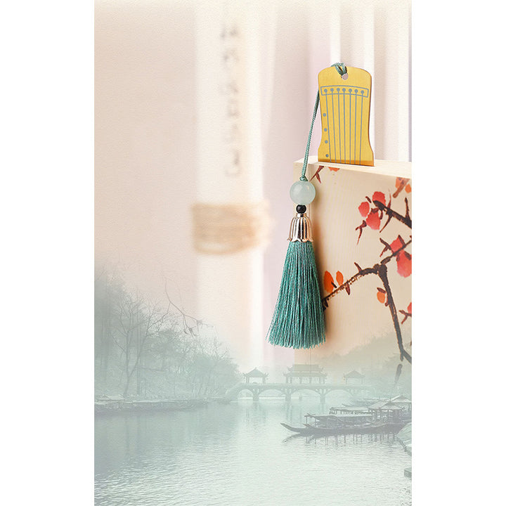 Buddha Stones Strumenti musicali classici Pipa Guzheng Guqin Ruan Segnalibri in metallo Nappa con scatola regalo