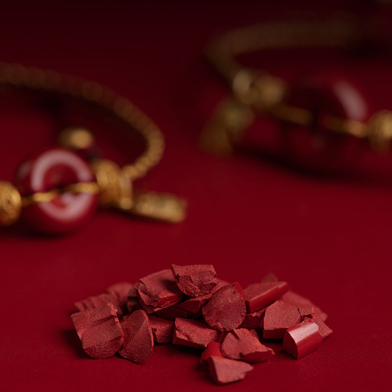 Bracciale intrecciato con ciondolo a forma di carattere Fu, ciondolo in cinabro naturale , Buddha Stones