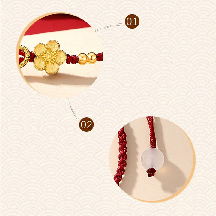 Braccialetto portafortuna in argento sterling 925 con fiori di ciliegio, sakura e calcedonio, fatto a mano , Buddha Stones