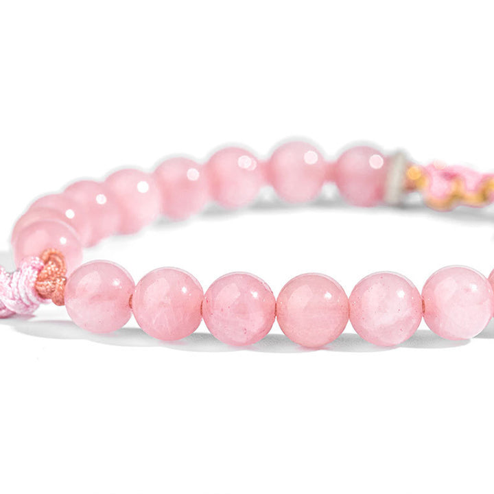 Bracciale Buddha Stones in argento sterling 999 con agata rossa naturale e cristallo rosa e fiori di ciliegio