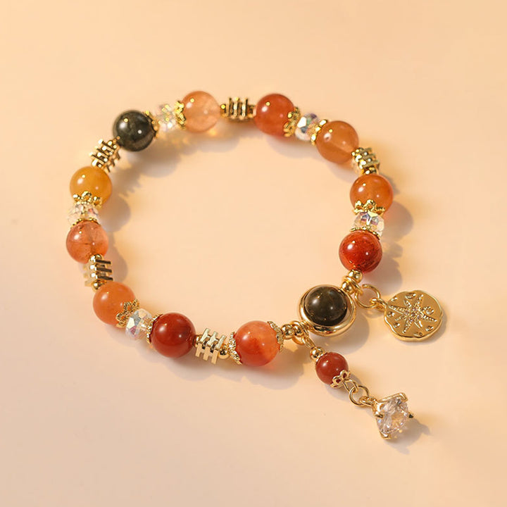 Braccialetto della ricchezza con stella a otto punte in quarzo rutilato multicolore naturale Buddha Stones