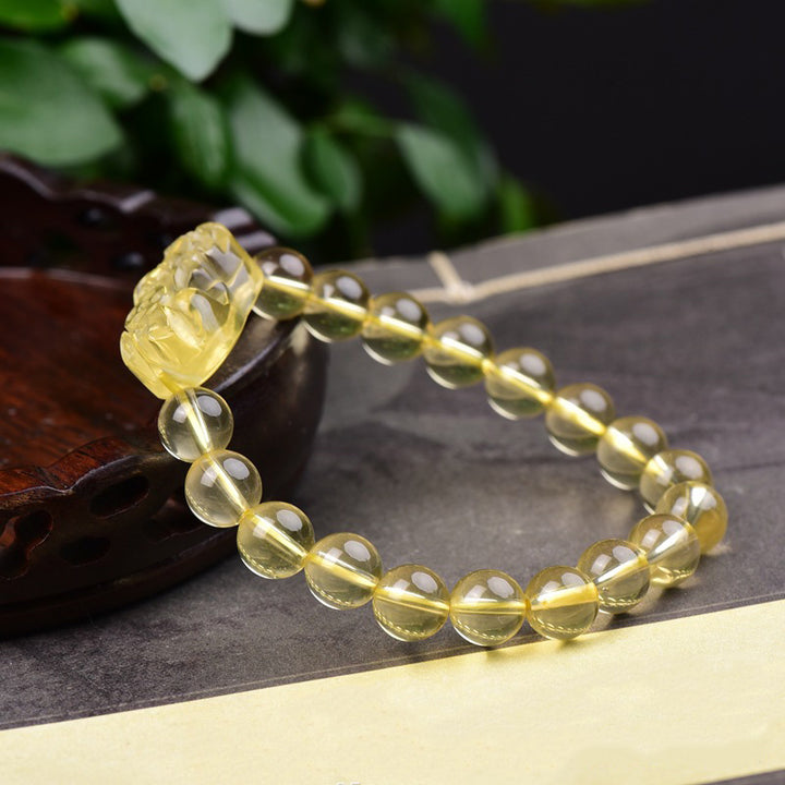 Braccialetto della ricchezza PiXiu Citrine FengShui Buddha Stones