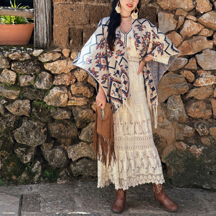 Buddha Stones tibetano con motivo geometrico a righe, invernale, comodo da viaggio, lavorato a maglia