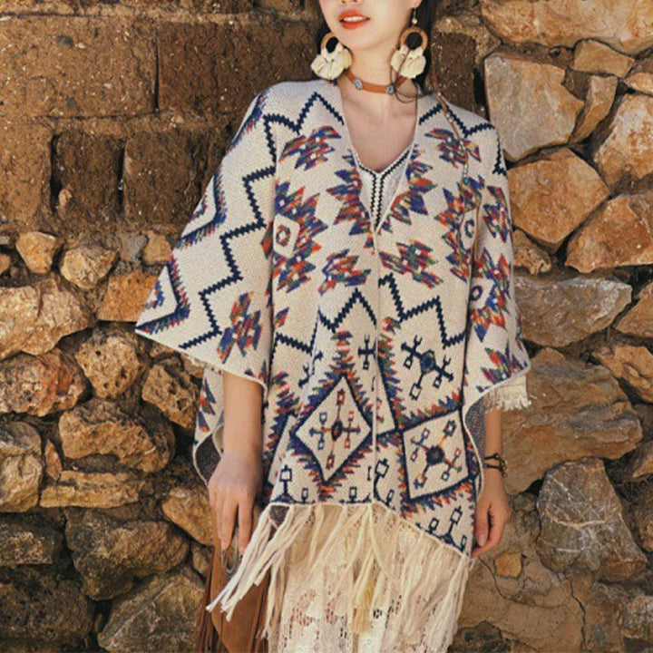 Buddha Stones tibetano con motivo geometrico a righe, invernale, comodo da viaggio, lavorato a maglia