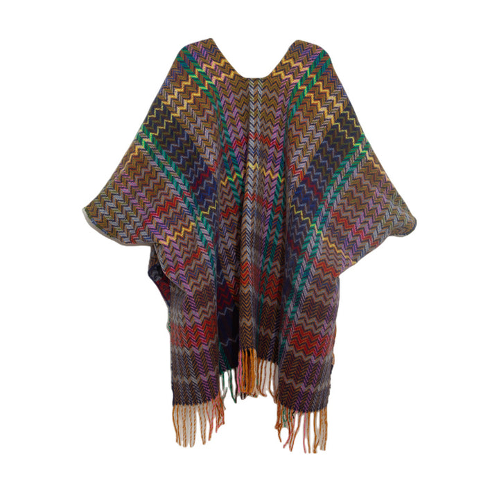 Scialle tibetano con Buddha Stones , nappe colorate, linea ondulata, sciarpa da viaggio invernale e accogliente