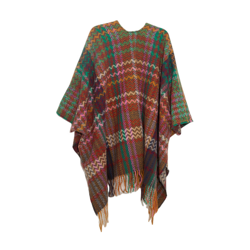 Scialle tibetano con Buddha Stones , nappe colorate, linea ondulata, sciarpa da viaggio invernale e accogliente