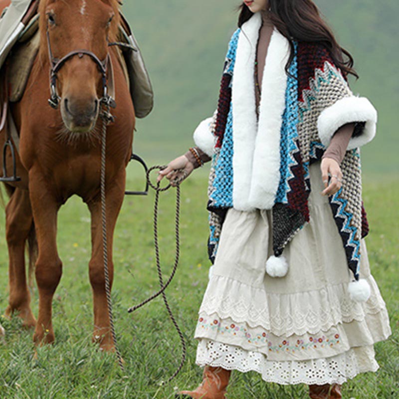 Buddha Stones multicolore con linee ondulate tibetane, cappotto invernale, sciarpa da viaggio avvolgente