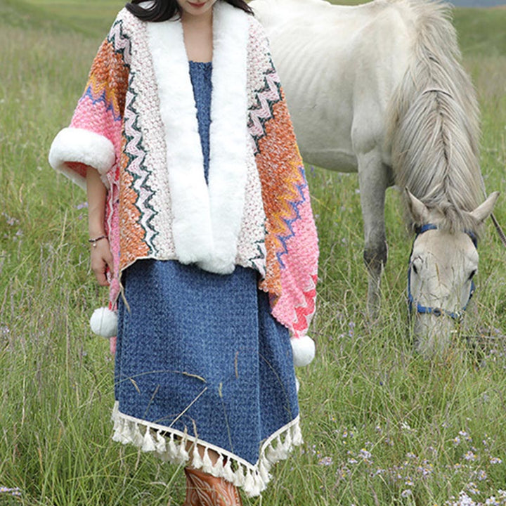 Buddha Stones multicolore con linee ondulate tibetane, cappotto invernale, sciarpa da viaggio avvolgente