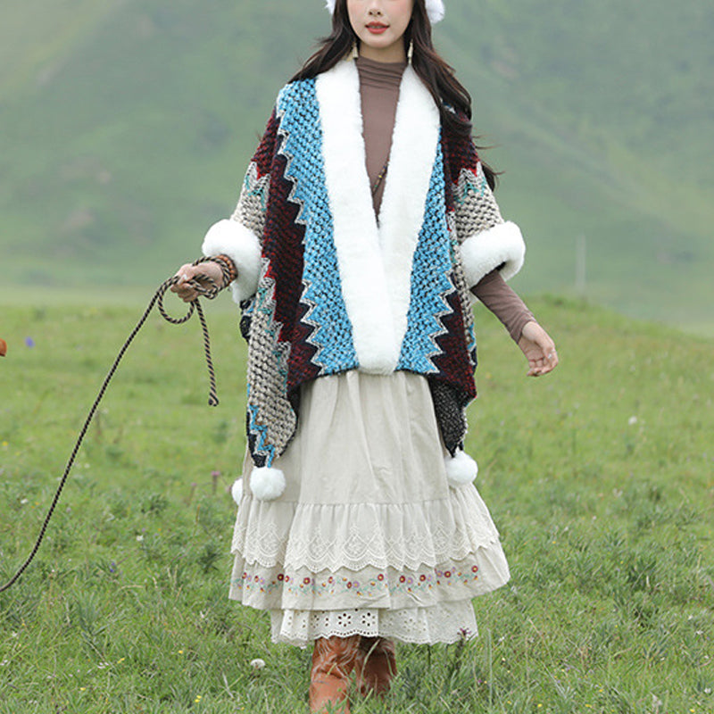 Buddha Stones multicolore con linee ondulate tibetane, cappotto invernale, sciarpa da viaggio avvolgente