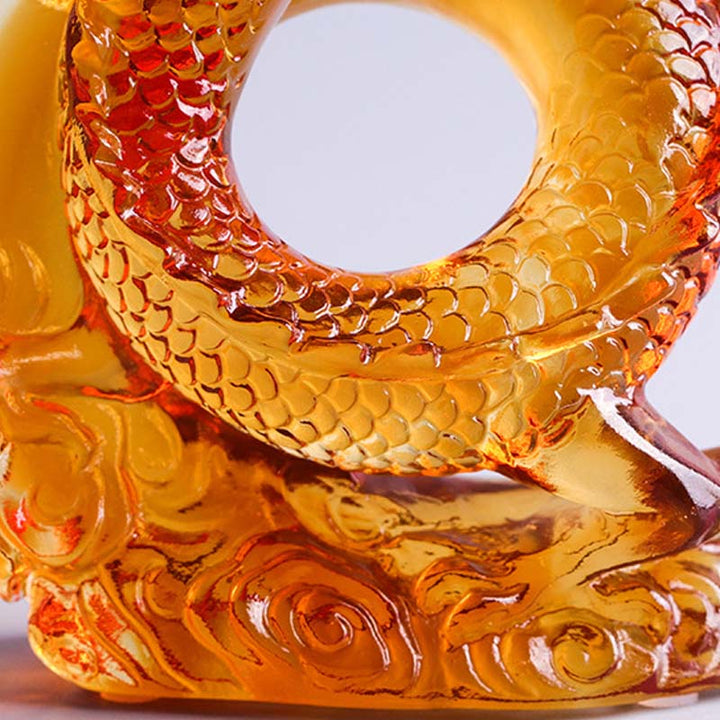Buddha Stones Anno del Drago Fatto a mano Zodiaco cinese Drago giallo Liuli Cristallo Pezzo d'arte Protezione Decorazione dell'ufficio domestico