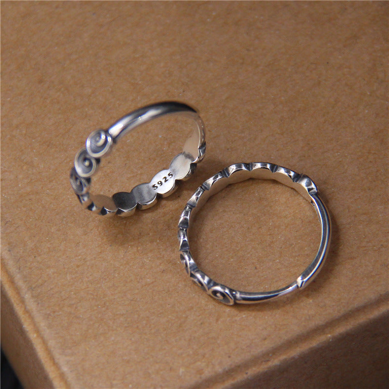 Anello inciso con nuvole di buon auspicio in argento sterling 925 Buddha Stones