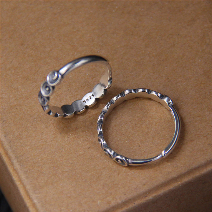 Anello inciso con nuvole di buon auspicio in argento sterling 925 Buddha Stones