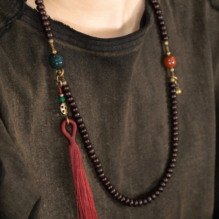 Buddha Stones 108 Mala Beads Natural Tibet Purple Bodhi Seed Braccialetto di Auspicio
