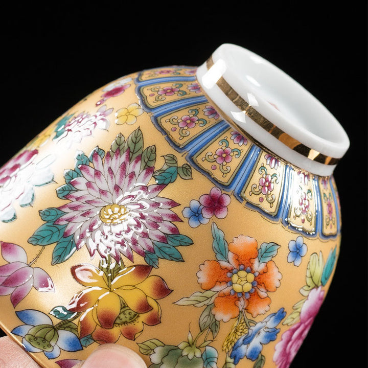 Buddha Stones Peony Flowers Ceramic Gaiwan Sancai Tazza da tè Kung Fu Tazza da tè e piattino con coperchio