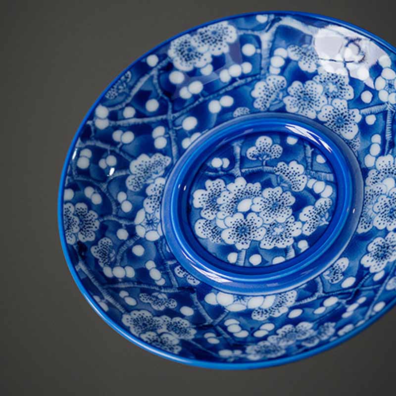 Buddha Stones Plum Blossom Blu e Bianco Porcellana Ceramica Gaiwan Sancai Tazza da Tè Kung Fu Tazza da Tè e Piattino con Coperchio 185ml