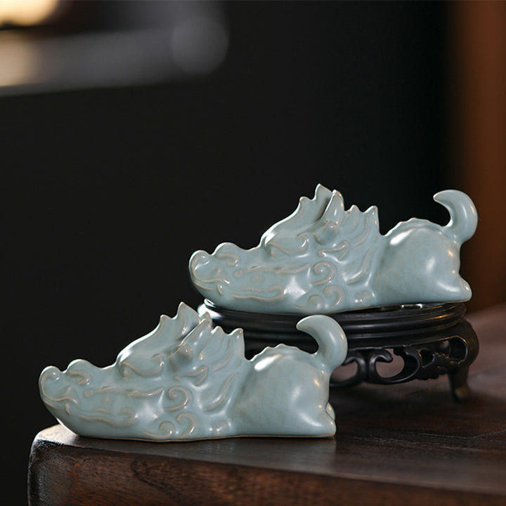 Buddha Stones Anno del Drago Fortuna Ceramica Tea Pet Casa Figurina Decorazione