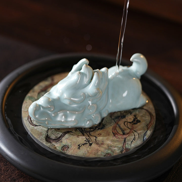 Buddha Stones Anno del Drago Fortuna Ceramica Tea Pet Casa Figurina Decorazione