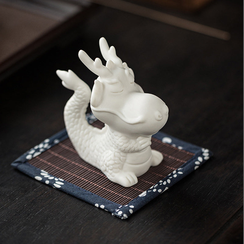 Buddha Stones Anno del drago Fortuna Porcellana bianca Ceramica Tè Animale domestico Figurina Decorazione per la casa