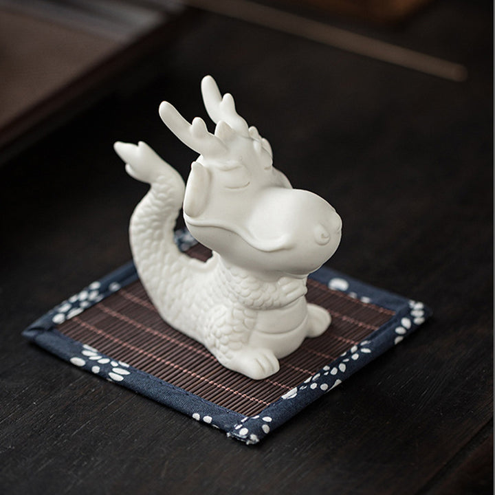 Buddha Stones Anno del drago Fortuna Porcellana bianca Ceramica Tè Animale domestico Figurina Decorazione per la casa