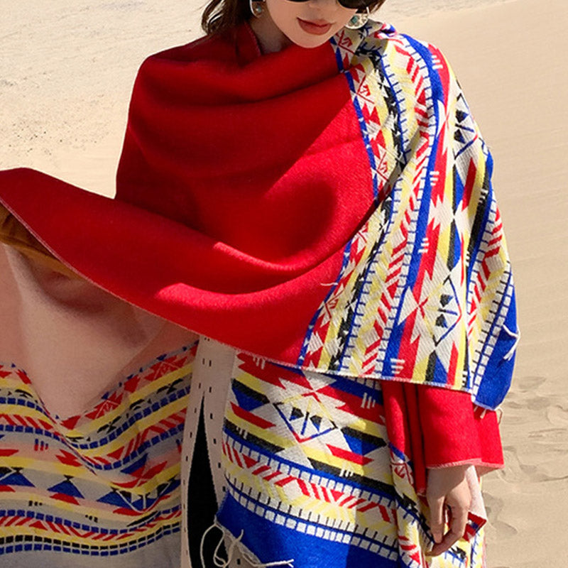 Buddha Stones , geometria colorata, caldo invernale, sciarpa da viaggio