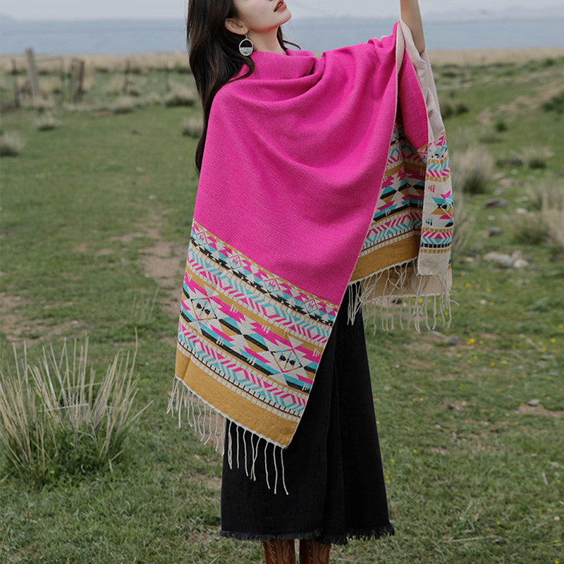 Buddha Stones , geometria colorata, caldo invernale, sciarpa da viaggio