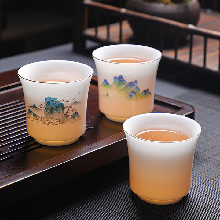 Buddha Stones Montagne Fiumi Albero Tazza da tè in ceramica Tazza da tè Kung Fu 120ml