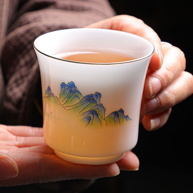 Buddha Stones Montagne Fiumi Albero Tazza da tè in ceramica Tazza da tè Kung Fu 120ml