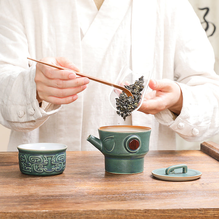 Buddha Stones Sanxingdui Tazza da tè in ceramica Tazza da tè Kung Fu con sacchetto